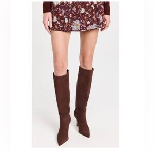 Larroude Kate Brown Suede Heeled Boots